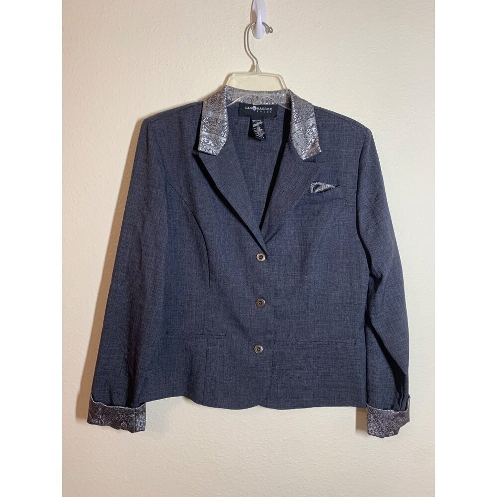 VTG Sag Harbor Blazer Business Casual Office Dressy Gray Women's Size 10